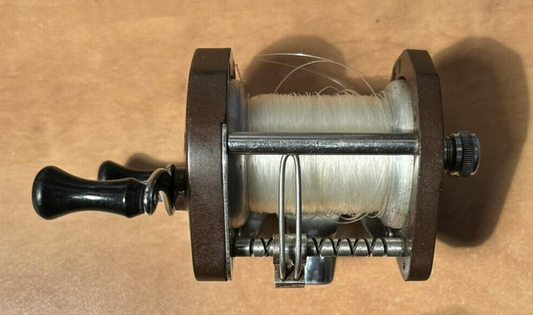 Vintage JC Higgins model 47b Fishing Reel (brown) Excellent Condition