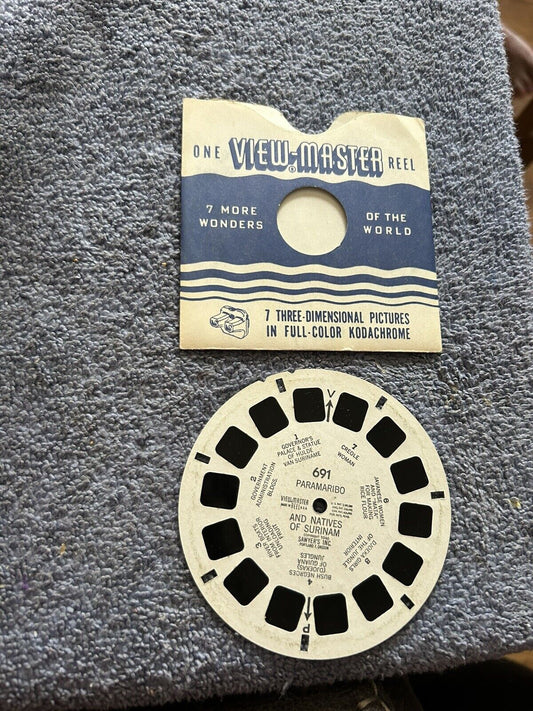 VIEW MASTER 3D REELS--PARAMARIBO & NATIVES OF SURNAM-ONE REEL--OPENED