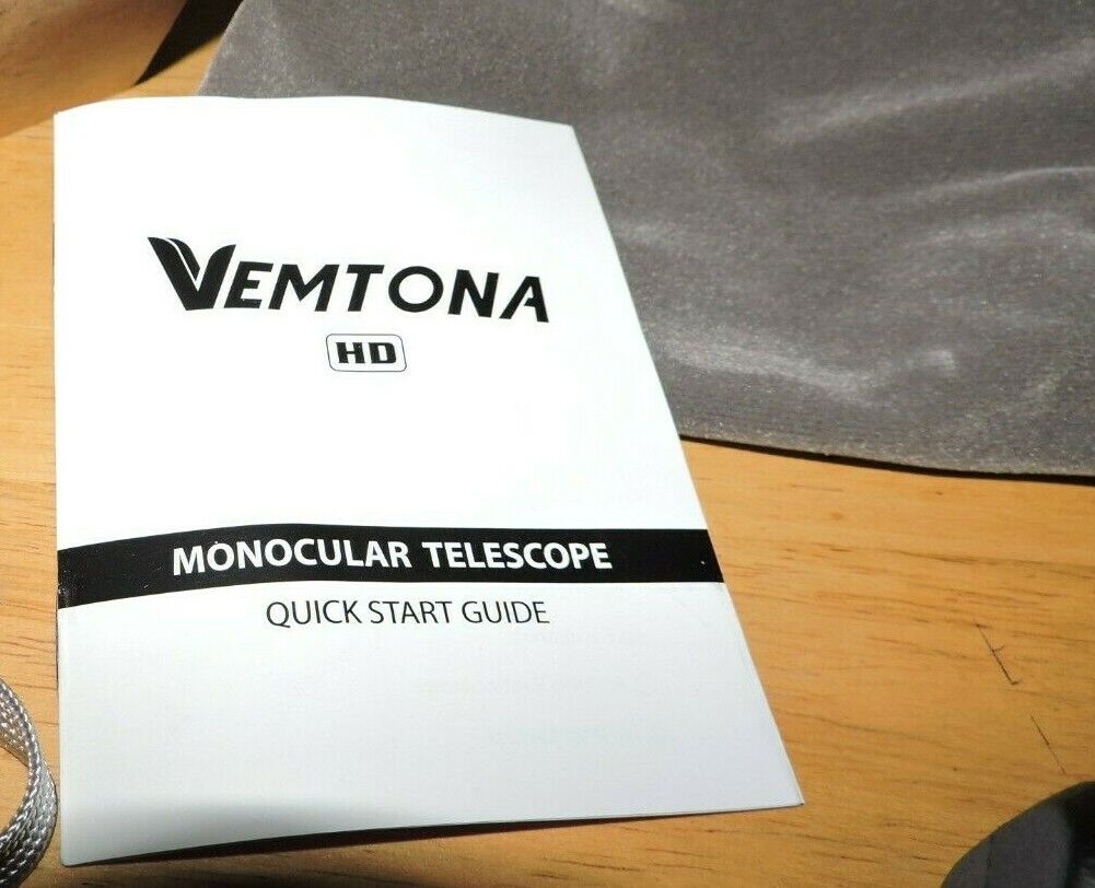 MONOCULAR TELESCOPE--NEW--WITH  QUICK START GUIDE, BAG, STRAP, AND CLEANING CLOT