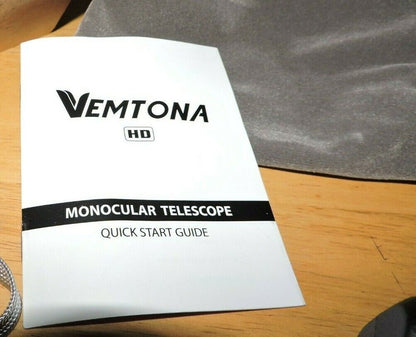 MONOCULAR TELESCOPE--NEW--WITH  QUICK START GUIDE, BAG, STRAP, AND CLEANING CLOT