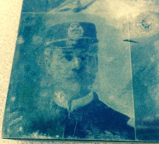 BLACK AND WHITE NEGATIVE EXPOSURE PLATE OF 2 GENTLEMAN