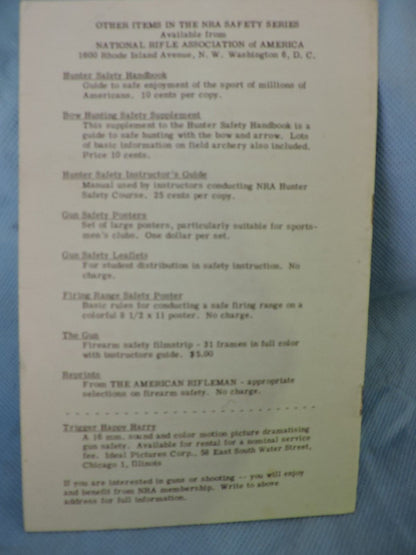 VINTAGE NRA FIREARMS SAFETY A PRESENTATION OUTLINE BOOKLET