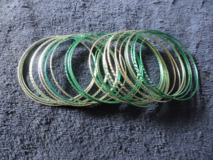 SILVER AND GREEN  BANGLE BRACELOTS (30+)