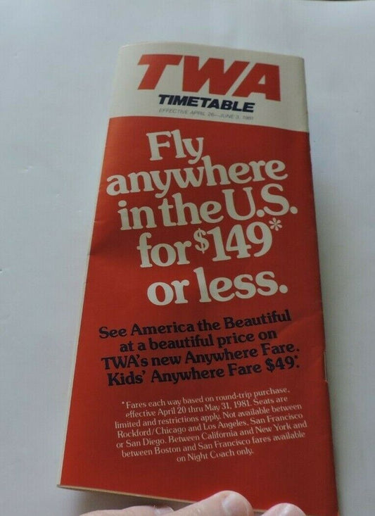 TWA  TIMETABLE APRIL 26-JUNE 3, 1981