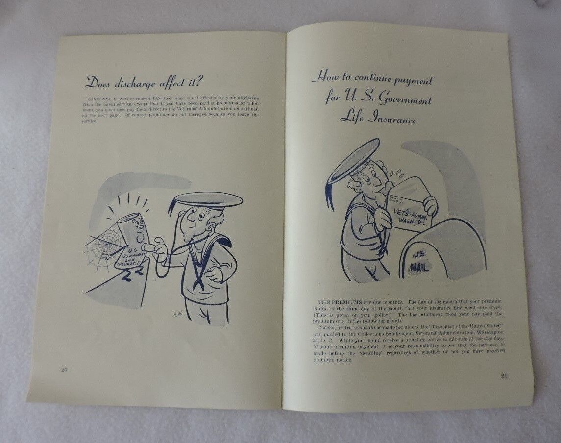 Vintage Military "The Last Word on Life Insurance Men Discharged From the Navy"