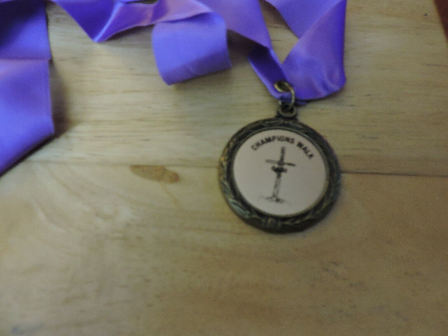 RELIGIOUS 1.75 INCH MEDAL:  CHAMPIONS WALK PURPLE RIBBON