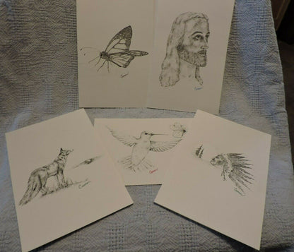 SET OF BEAUTIFUL ARTIST SIGNED  CARDS-ROBIN COMER