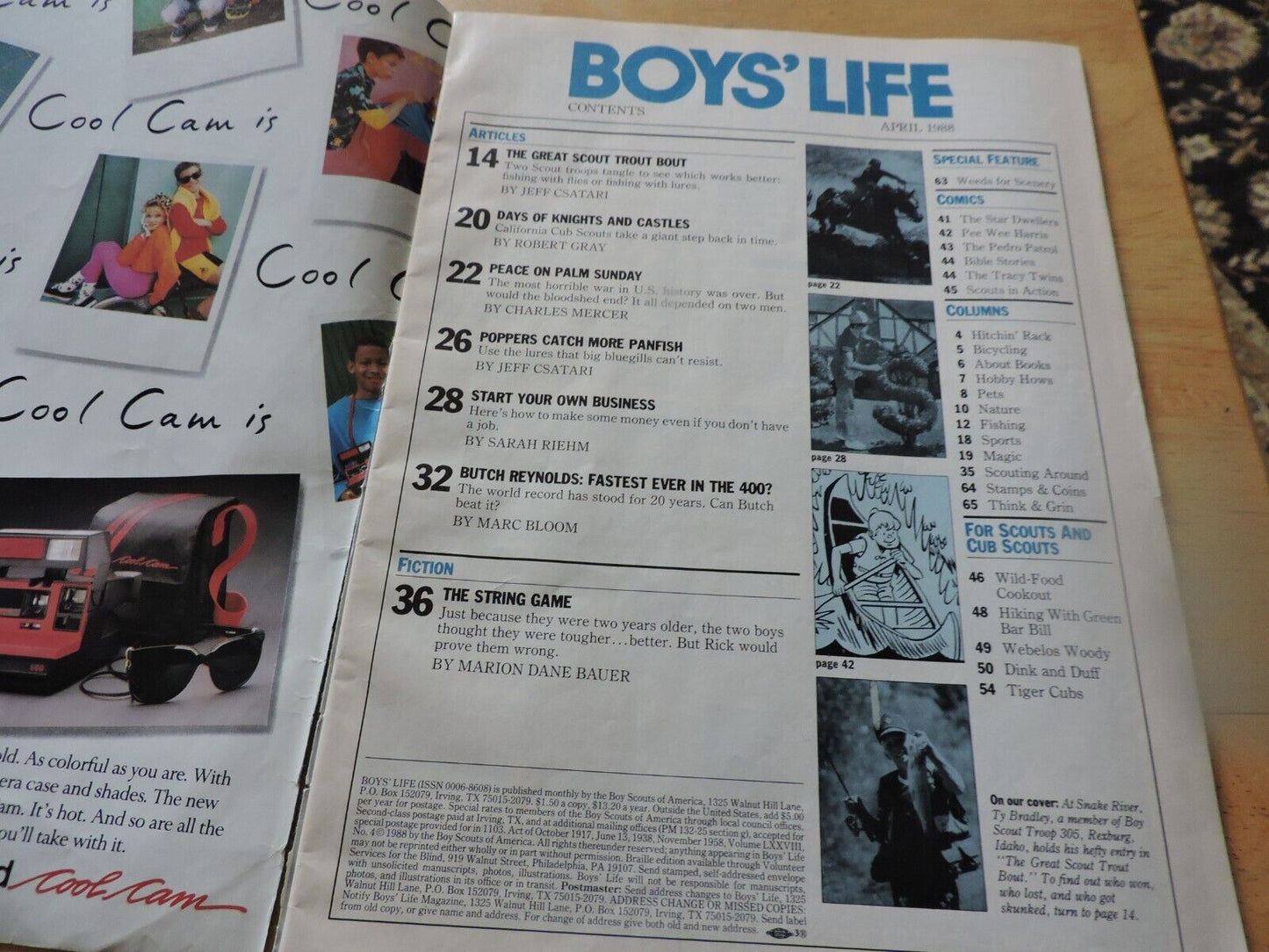 BOYS' LIFE MAGAZINE-APRIL 1988--THE GREAT SCOUT TROUT BOUT