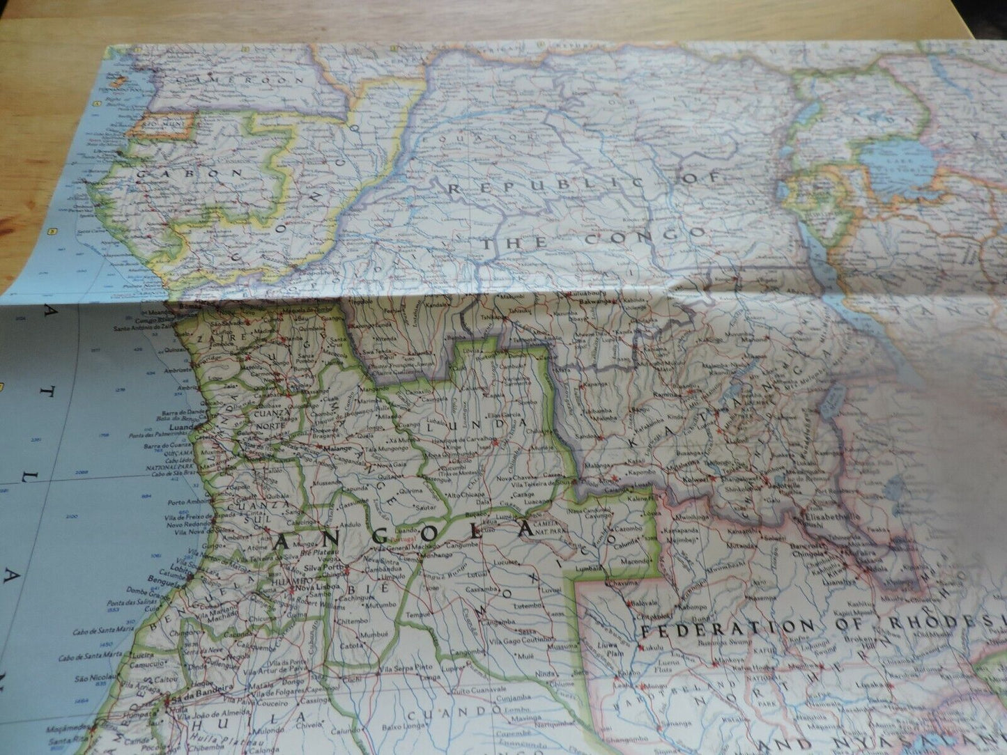 NATIONAL GEORGRAPHIC MAP OF SOUTHERN AFRICA 1962