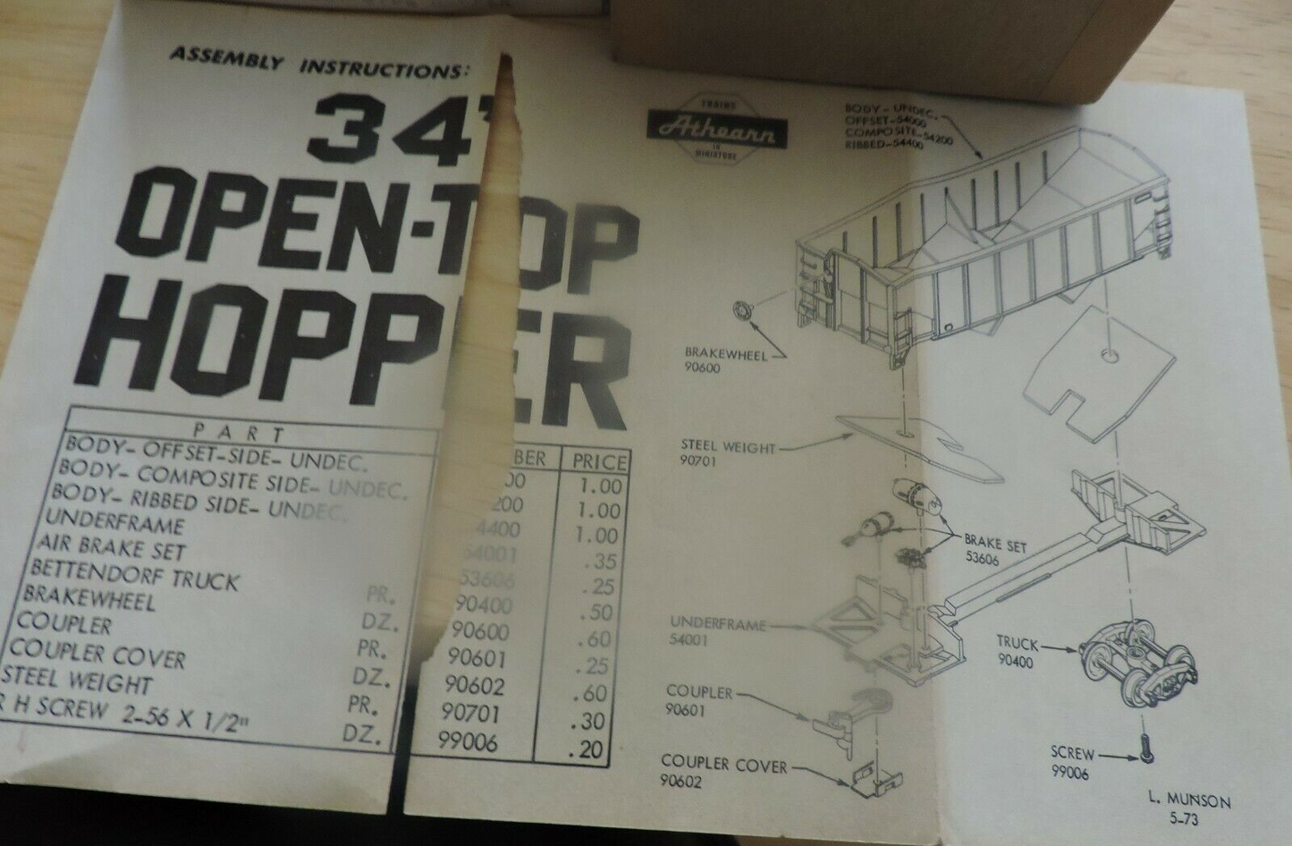 ATHEARN TRAINS IN MINIATURE MILWAKEE ROAD 34 FT OFFSET-SIDE HOPPER (NIB)