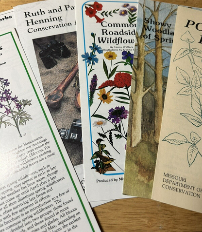 LOT OF 6 MISSOURI CONSERVATION PAMPHLETS-FLOWERS, TREES, POISON IVY, AND MORE