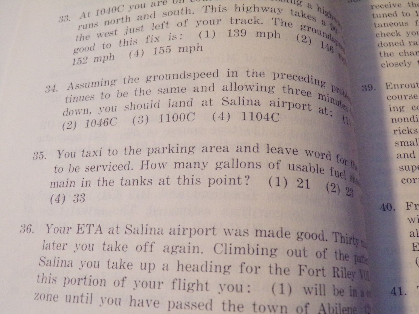 Typical Cross-Country Written Examinations for the Private Pilot Rating
