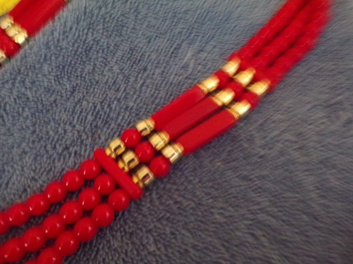 Bright Red Beaded Necklace (12")
