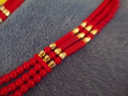 Bright Red Beaded Necklace (12")