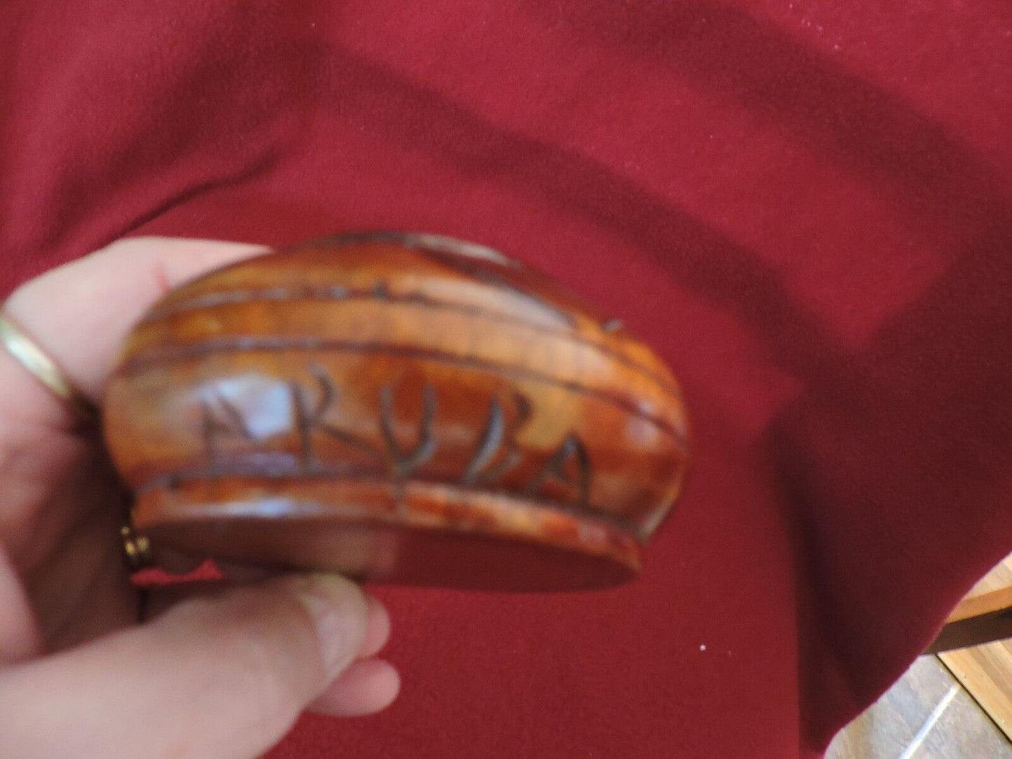 Vintage Small Hand Carved Raised Wooden Bowl From Aruba