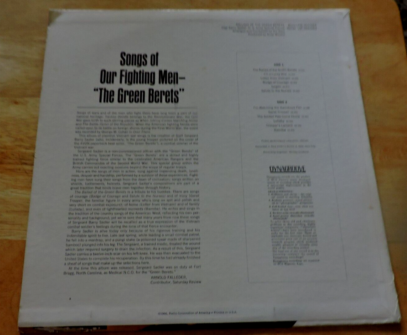 SSgt Barry Sadler "Ballads of The Green Berets" RCA Records LPM3547 Mono LP VG+