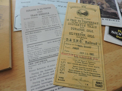 SILVERTON AND NEIGHBORING GHOST TOWNS , TRAIN SCHEDULE, TICKETS (1982) AND MORE