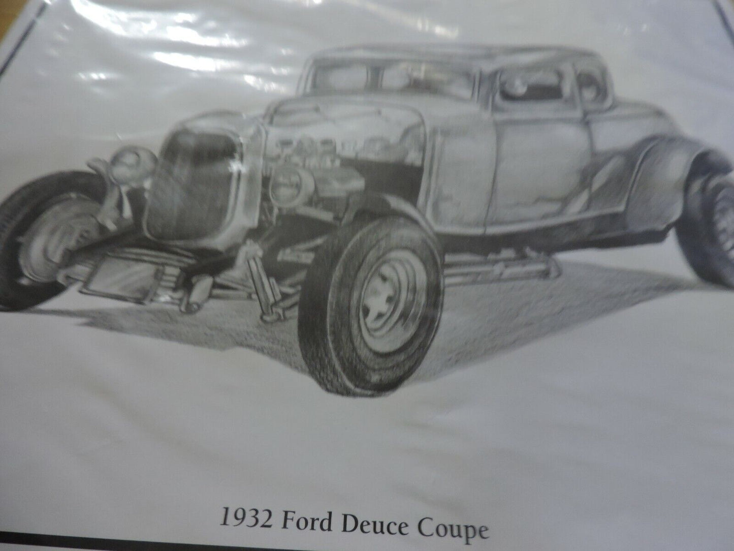 PRINTING OF 1932 FORD DEUCE COUPE SIGNED DALE ADKINS 14X11 INCHES