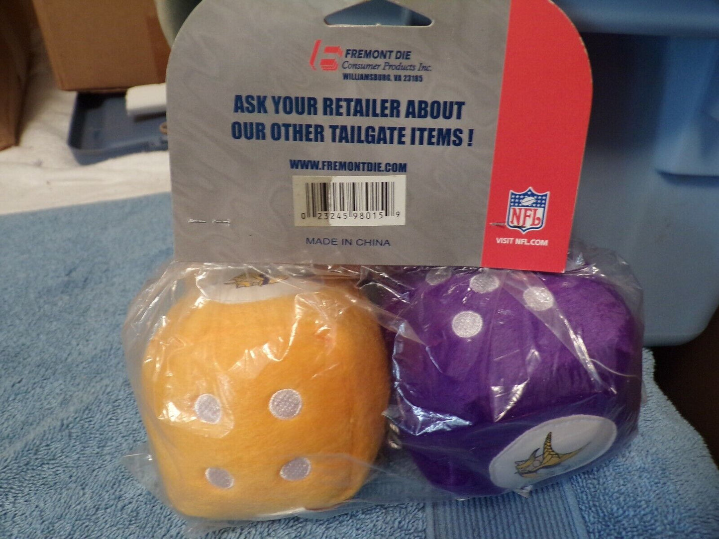 NFL Vikings Team Fuzzy Dice