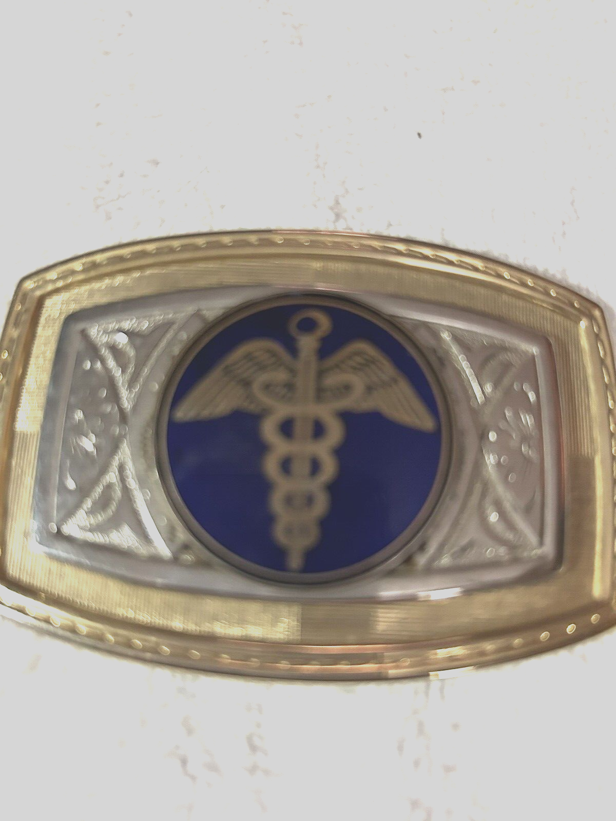 MEDICAL EMBLEM BELT BUCKLE 3 3/4 X 2 1/4 INCHES