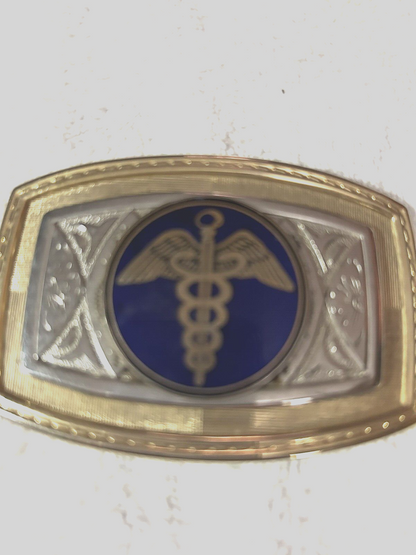 MEDICAL EMBLEM BELT BUCKLE 3 3/4 X 2 1/4 INCHES