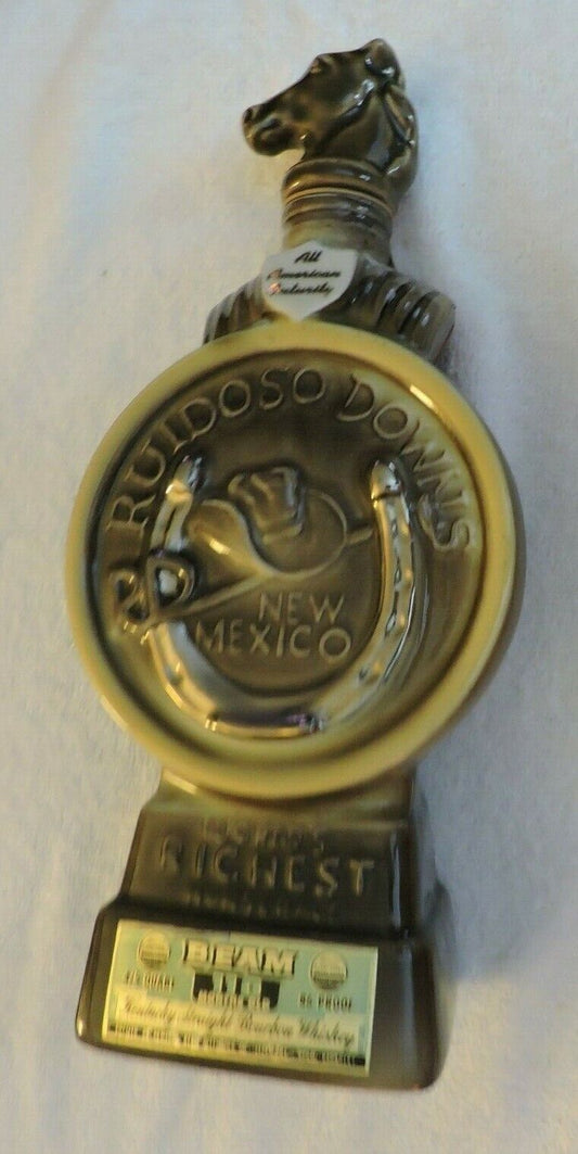 HORSES HEAD DECANTER: RUIDOSO DOWNS NEW MEXICO-- EMPTY---ALL AMERICAN FUTURITY