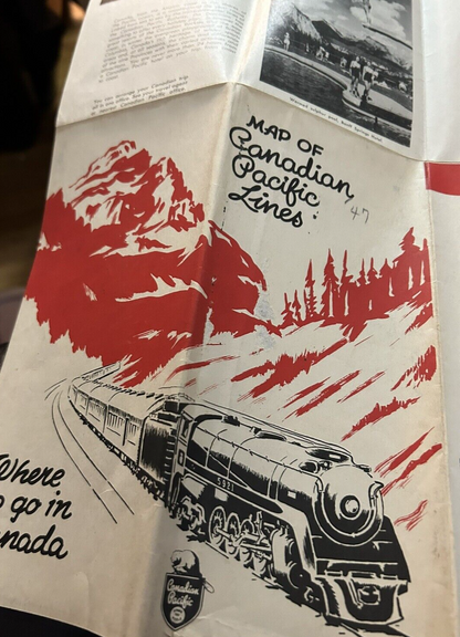 VINTAGE CANADIAN PACIFIC LINES MAP  WHERE TO GO IN CANADA  (NO DATE FOUND)