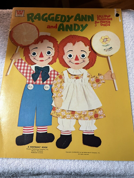 WHITMAN RAGGEDY ANN AND ANDY LOLLIPOP FASHIONS FOR PAPER DOLLS 1972