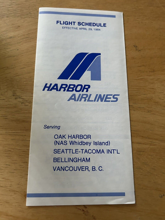 HARBOR AIRLINES FLIGHT SCHEDULE APRIL 29, 1984
