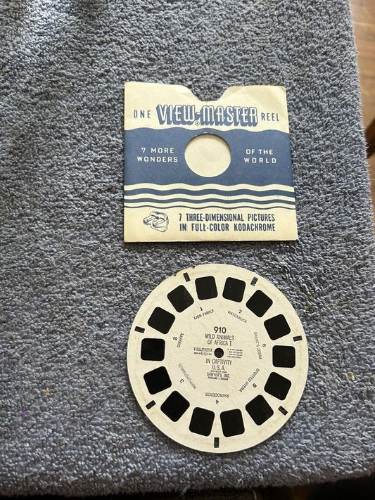 VIEW MASTER 3D REELS--WILD ANIMALS 0F AFRICA-ONE REEL--OPENED