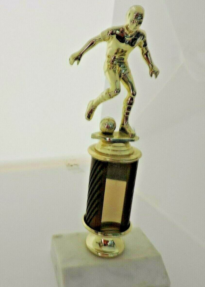SOCCER TROPHY-9.5 INCHES TALL,3X4 WHITE MARBLE  BASE