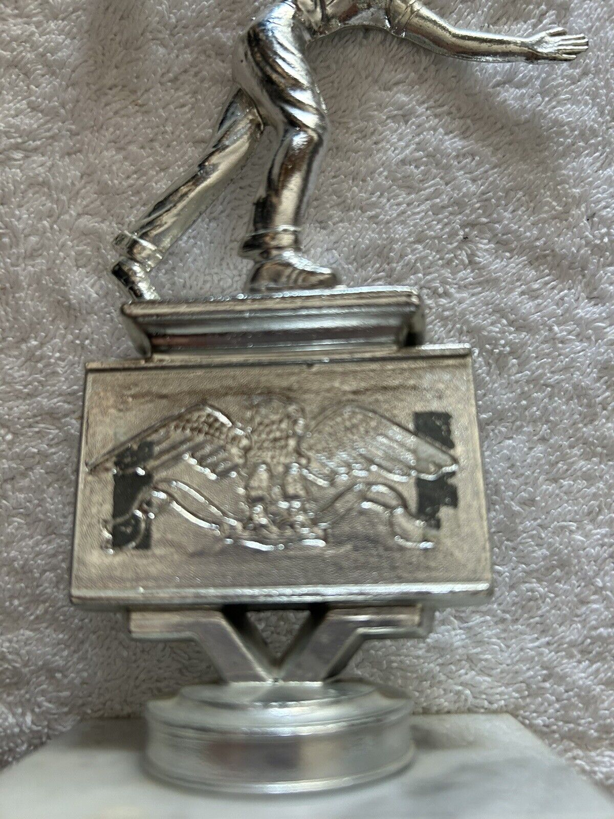 TROPHY: BOWLING SILVER ON MARBLE BASE, 7X3X2 INCHES