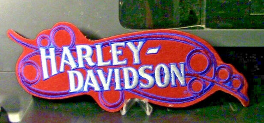 Harley Davidson Patch: "Silver Letters on Red Background"  10" Long Patch