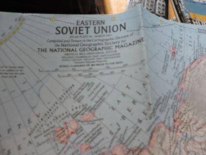 NATIONAL GEOGRAPHIC SOCIETY MAP OF THE EASTERN SOVIET UNION 1967