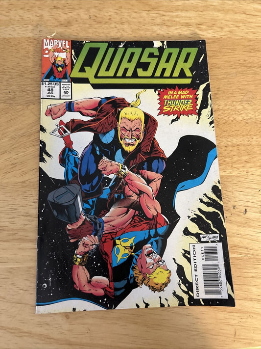 Quasar In a Mad Melee With Thunder Strike Marvel Comic, Issue # 48