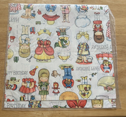 HALLMARK BIRTHDAY GIFT WRAP--PAPER DOLLS NEW