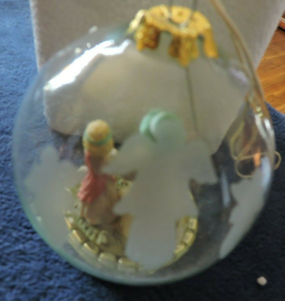 GLASS CHRISTMAS ORNAMENT--SHEPHERD, CHILD, LAMBS