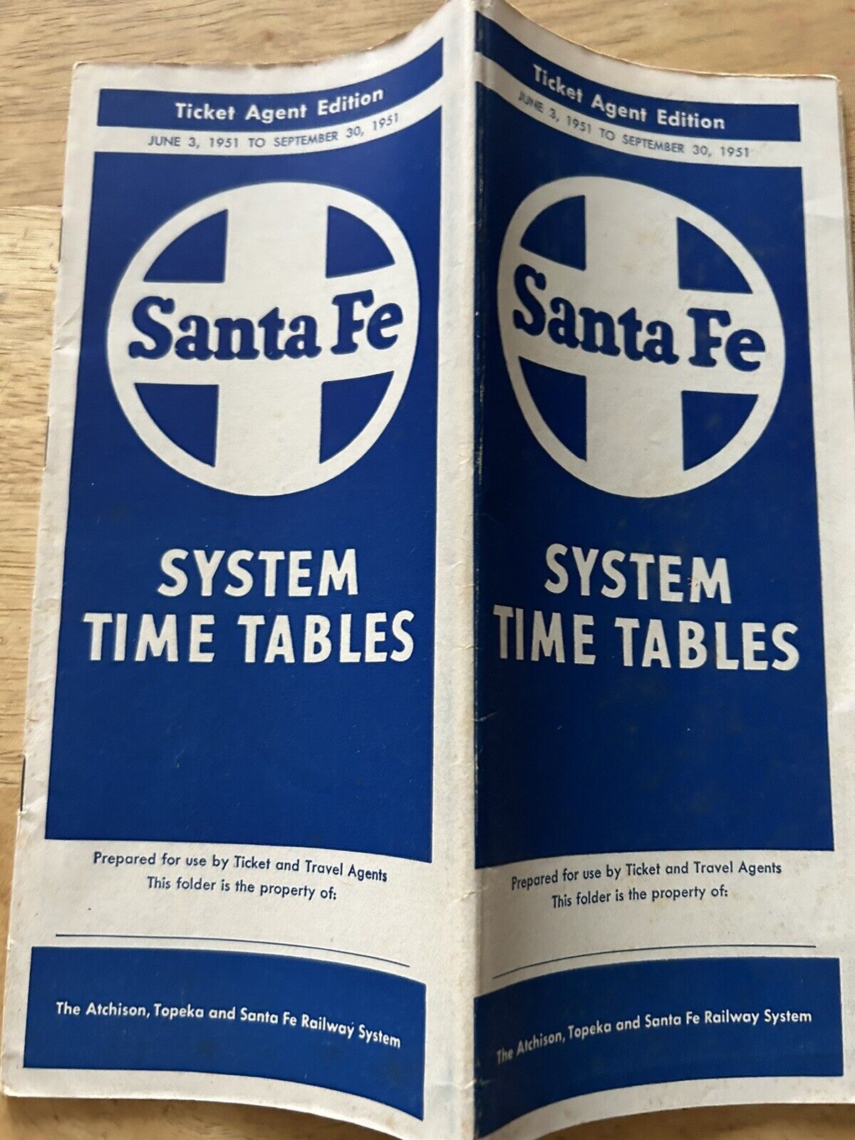 SANTA FE SYSTEM TIMETABLES TICKET AGENT EDITION JUNE-SEPTEMBER 1951