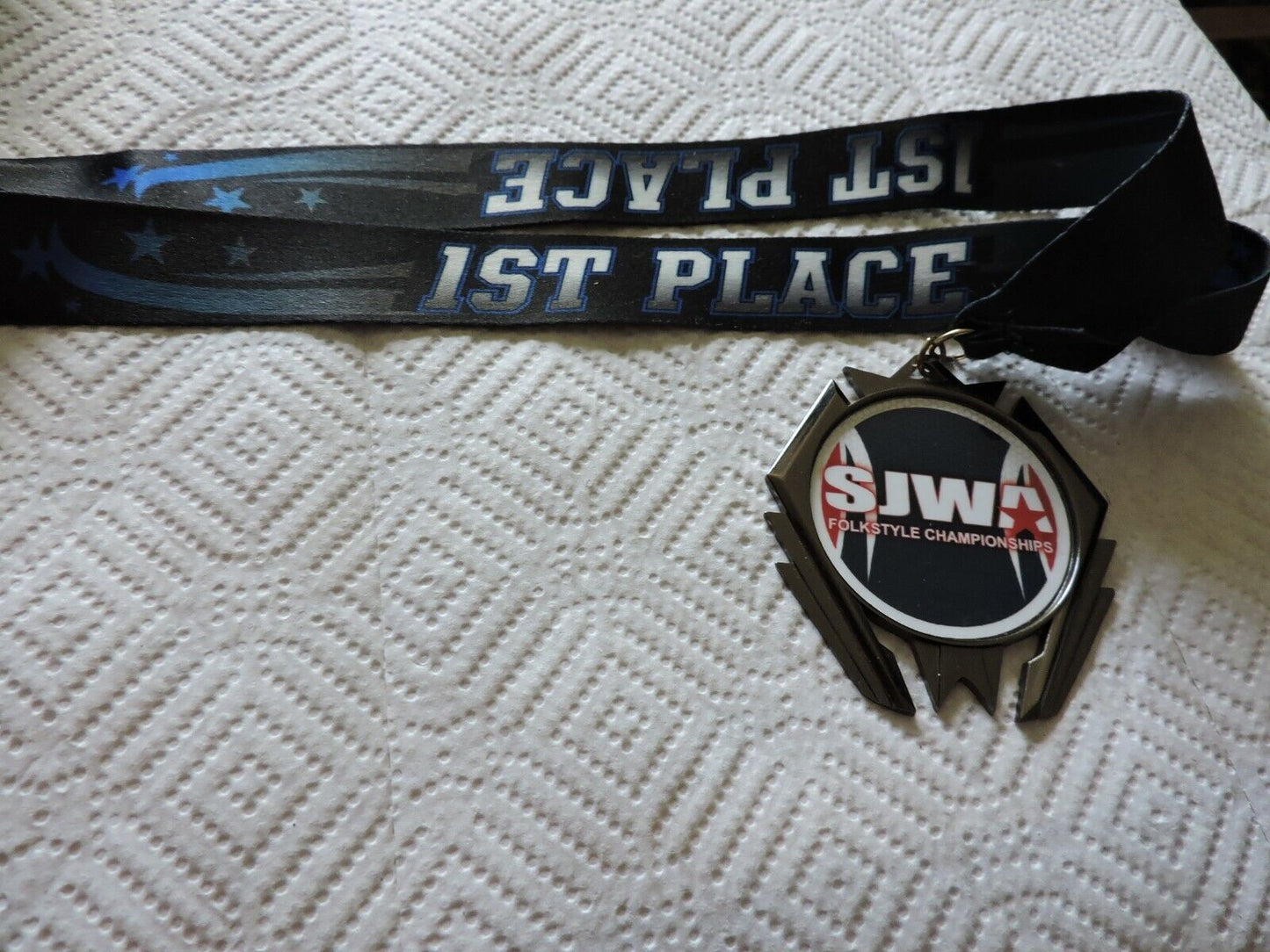 SJWA FOLK STYLE  CHAMPIONSHIPS MEDAL WITH 1ST PLACE BLACK RIBBON