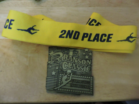 BRANSON CLASSIC GYMNASTICS INVITATIONAL 3X2.5 INCH MEDALYELLOW 2ND PLACE RIBBON