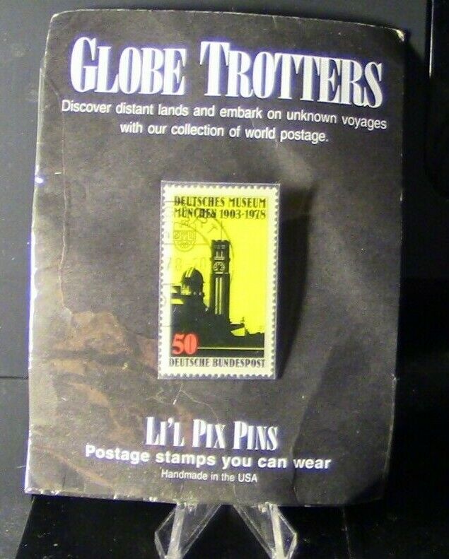 Postage Stamps You Can Wear "Globe Trotters" DEUTSCHES MUSEUM Lapel Pin