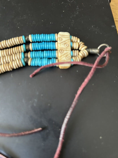 Osage Artist/Dancer: Beaded Chocker with leather bands