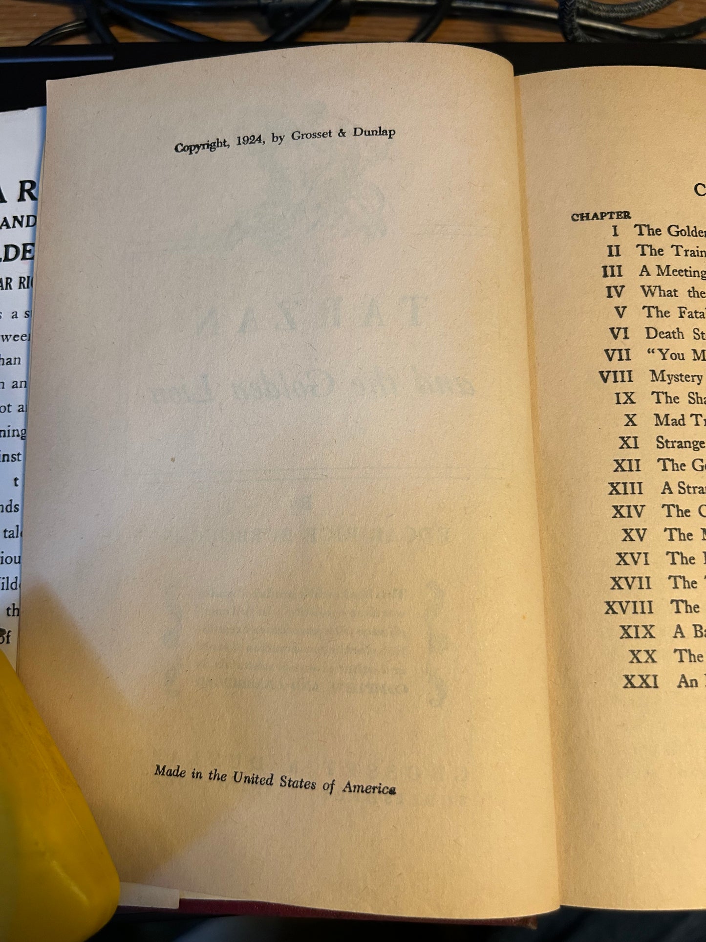 Tarzan and the Golden Lion Hardcover Book with Dust Cover, 1924 First Edition