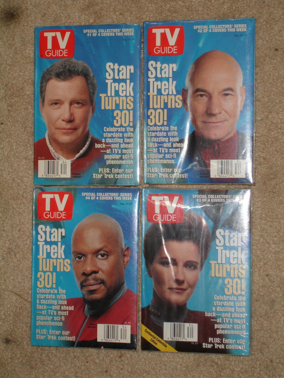 'STAR TREK TURNS 30' Set of 4 TV GUIDE COVERS Aug 24-30 1996 Nr Mint/Mint Sealed