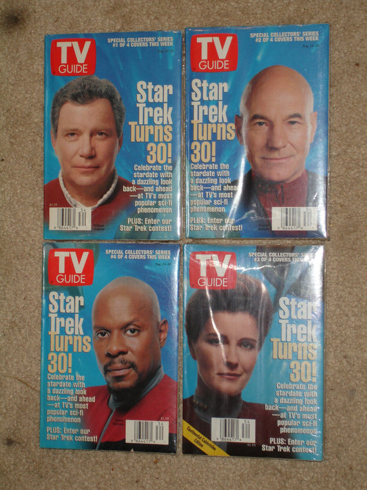 'STAR TREK TURNS 30' Set of 4 TV GUIDE COVERS Aug 24-30 1996 Nr Mint/Mint Sealed