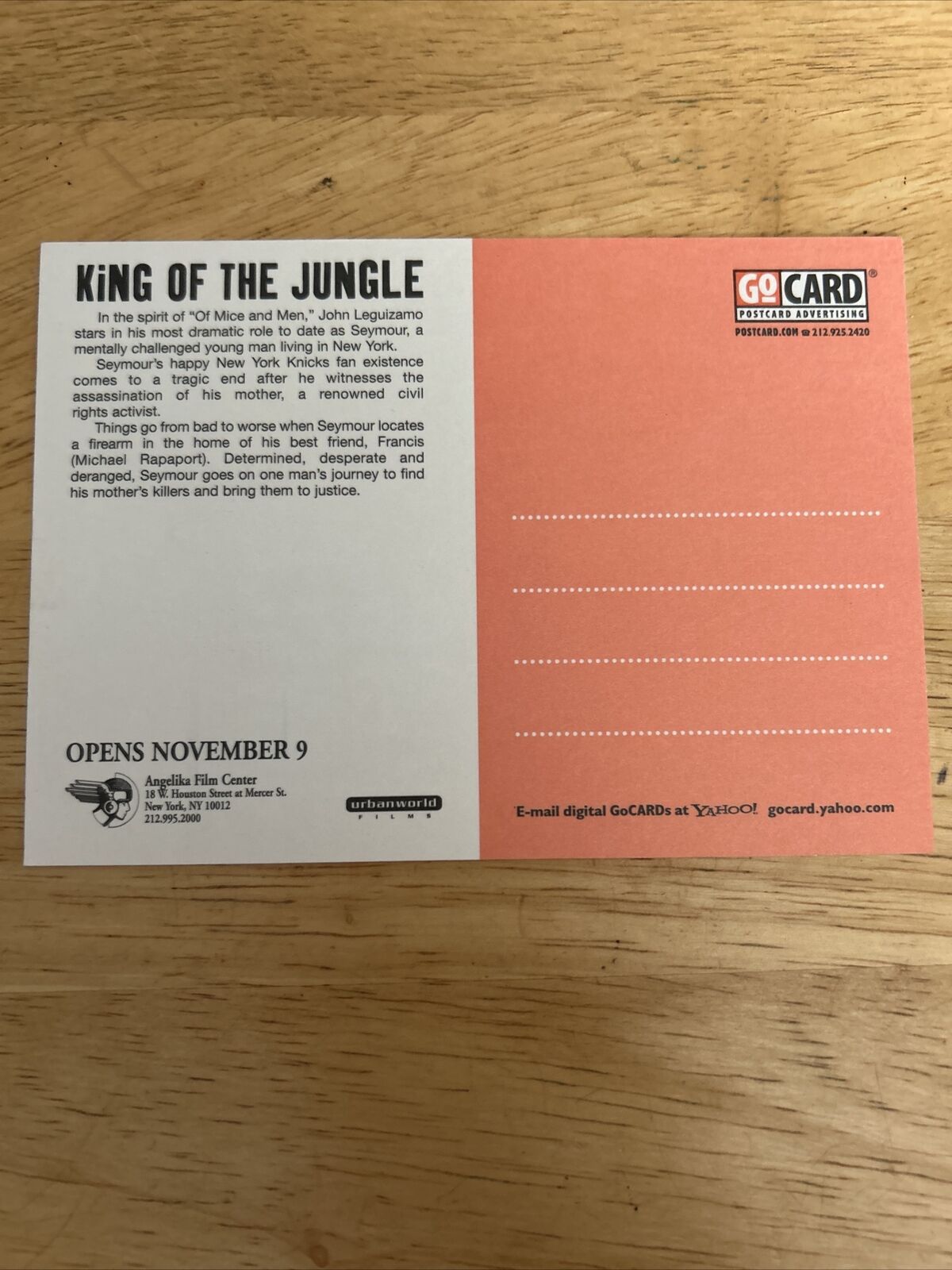 "King of The Jungle" Movie Postcard (Leguizamo)