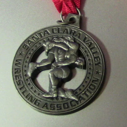 SANTA CLARA VALLEY WESTLING ASSSOCIATION MEDAL-WITH RED RIBBON