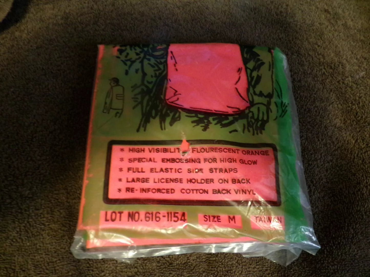 HUNTERS SAFETY VEST Lightweight Size Medium Flourescent Orange-License Holder