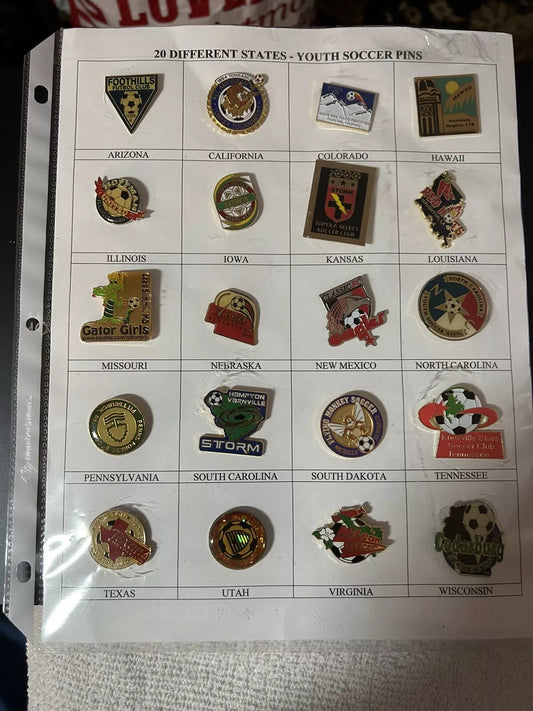 Unique/Rare Set of 20 Different States-Youth Soccer Pins (2)