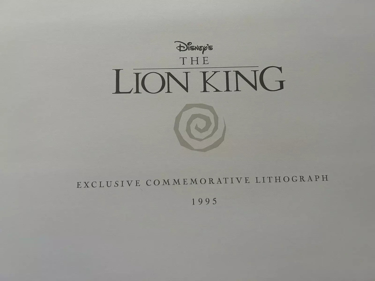DISNEY'S LION KING COMEMORATIVE LITHOGRAPH 14 X 11 INCHES-1995